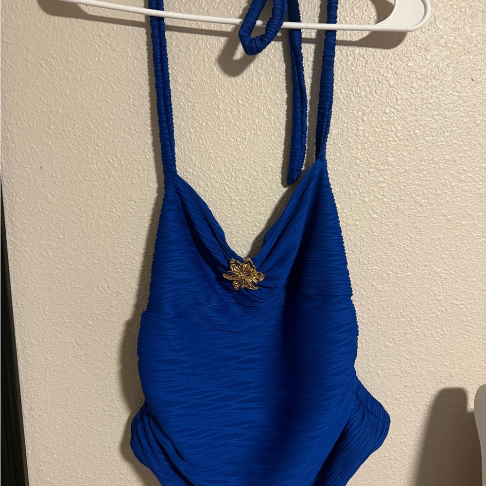 Blue Tank with Gold Accent
